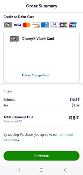 Disneyland Mobile order payment