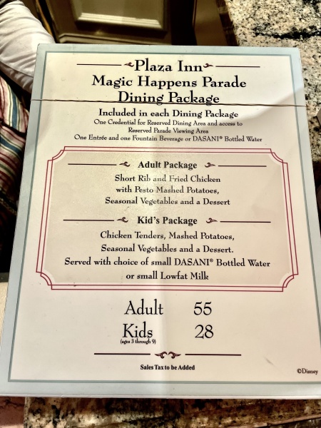 Experience the Magic Parade Dining Package