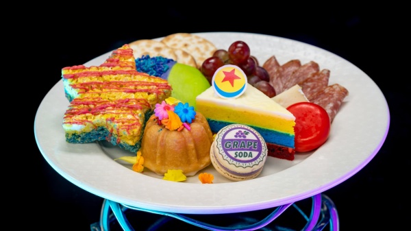 A plate of Pixar-inspired food and treats