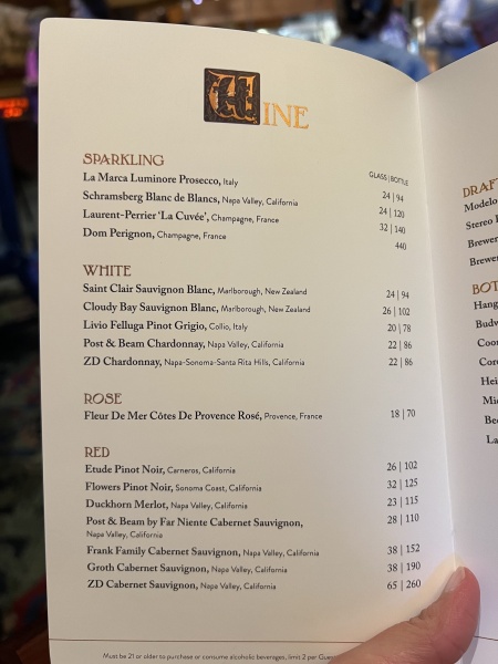 Wine Menu