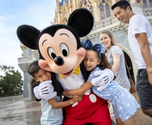 Walt Disney World Guests with Mickey at Magic Kingdom