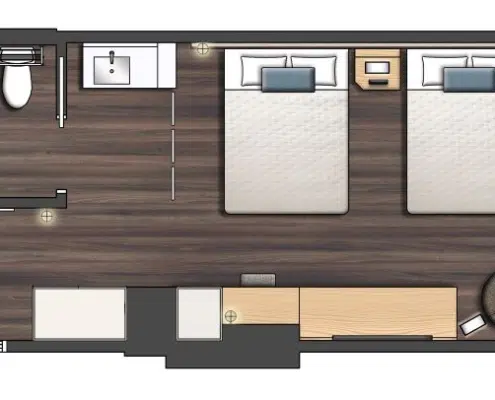 Aventura Standard Double Queen Room Diagram